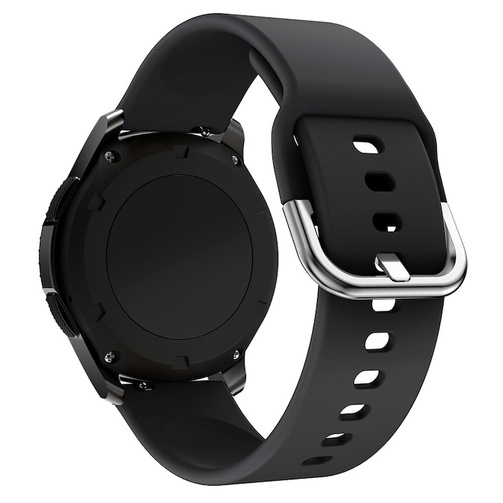 SA&SO General Store® szilikon óraszíj, kompatibilis a Huawei Watch GT 2/3 PRO okosórával, a Samsung Galaxy Watch 46 mm-es vagy bármilyen 22 mm-es szíjszélességű órával, fekete, XB25