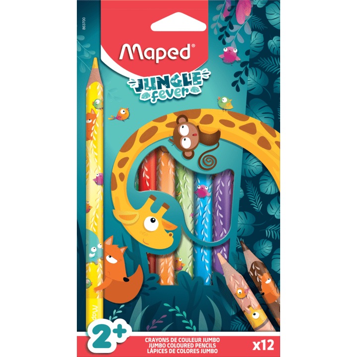 Maped Jungle Fever színes ceruza készlet, vastag, 12 szín