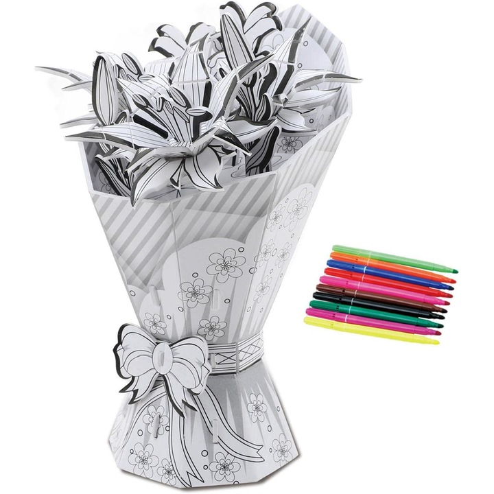 Set desen, Puzzle floral 3D, Multicolor