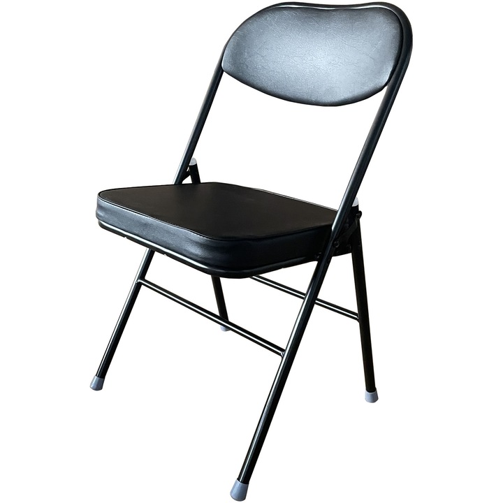 Set 4 scaune pliabile Kring Anders, baza metal, Negru