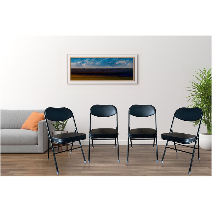 Set 4 scaune pliabile Kring Anders, baza metal, Negru