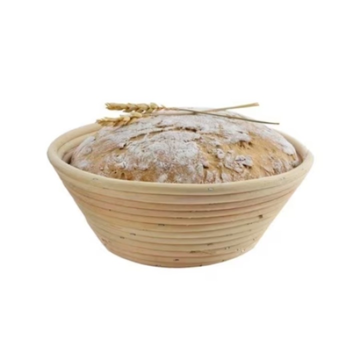 Кръгла кошница за втасване на тесто, 23 см, ратан, бежов