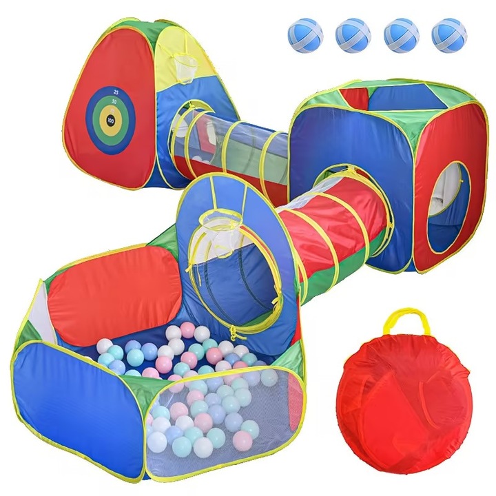 Cort Loc de joaca 5-in-1, cu protectie UV, pentru copii, multifunctional, pentru interior si exterior, casuta, tunel si cort