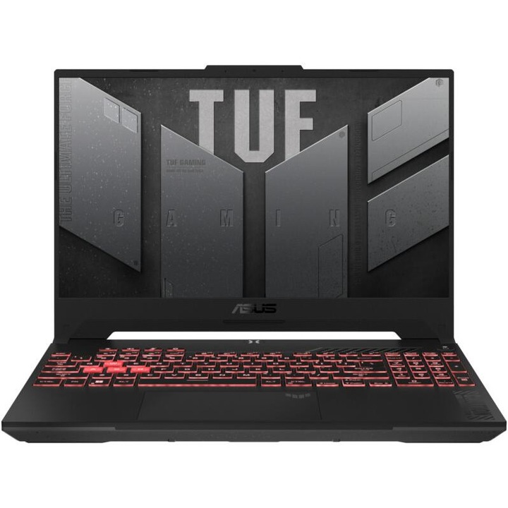Asus Tuf Gaming A15 FULL HD laptop, AMD Ryzen 7 6800H, 8GB, 512 GB SSD, Nvidia RTX 3050, Magyar billentyűzet, Szürke, vírusírtó, böngésző, Windows 11 pro