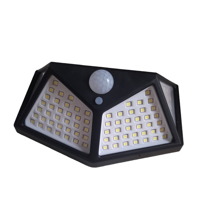 Lampa solara cu senzor de lumina 100 led-uri si baterie 1800 mha pentru interior sau exterior ideala pentru terasa sau curte