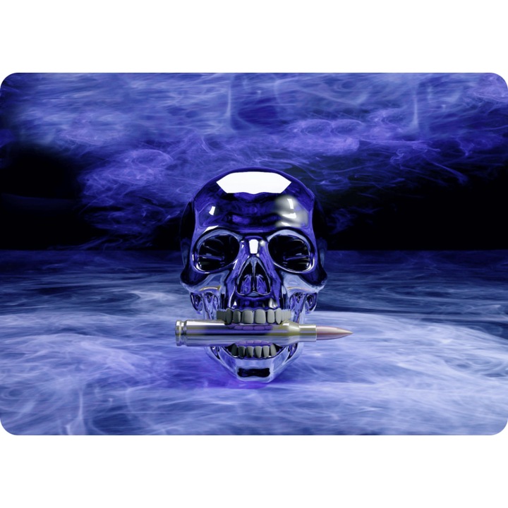Mousepad craniu, BERTONI, Piele ecologica, 50x70cm, Albastru/Negru