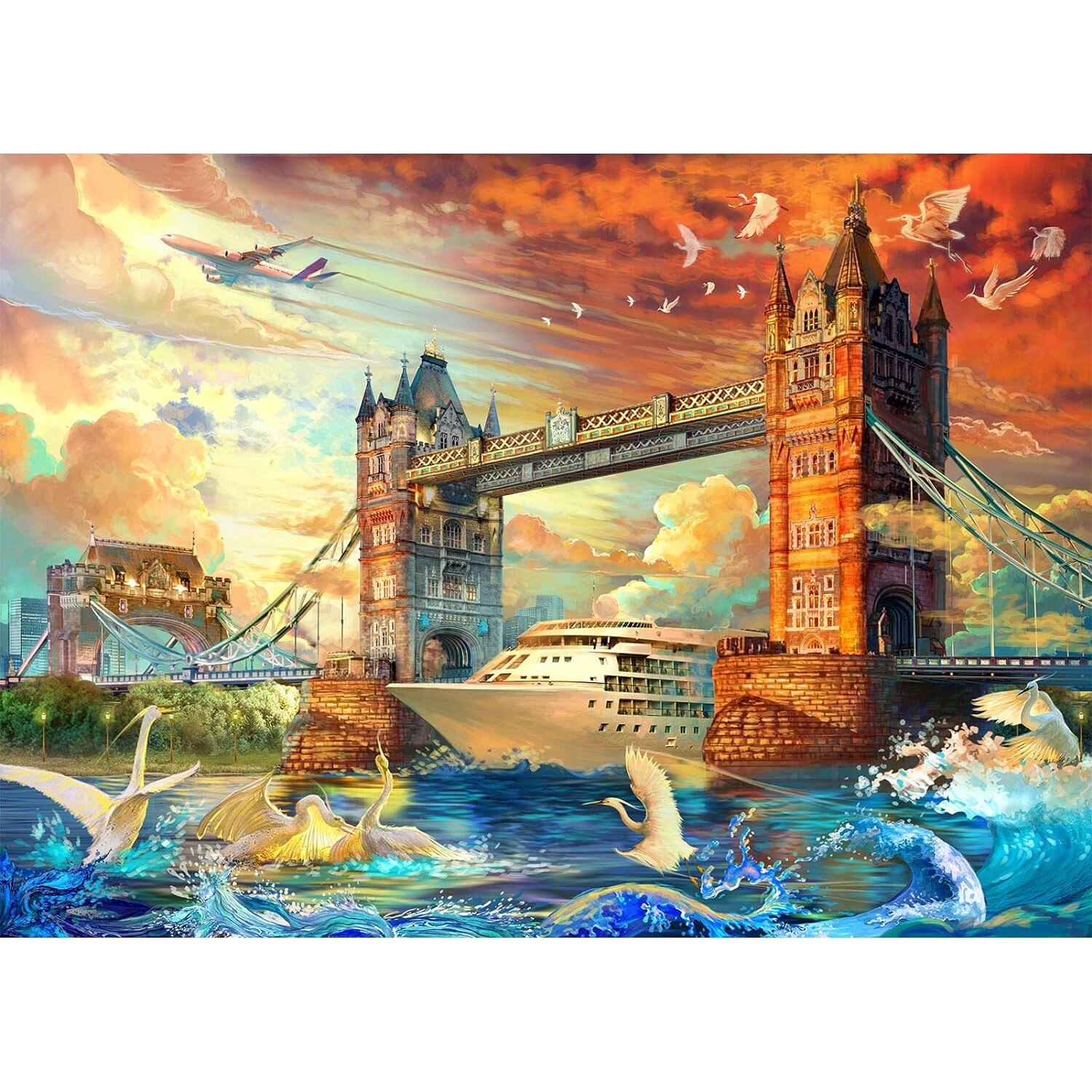 Puzzle 1000 piese Podul Tower Bridge din Londra, joc de familie - eMAG.ro