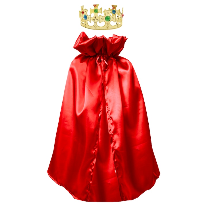 Costum pelerina si coroana rege/print rosu, 70cm