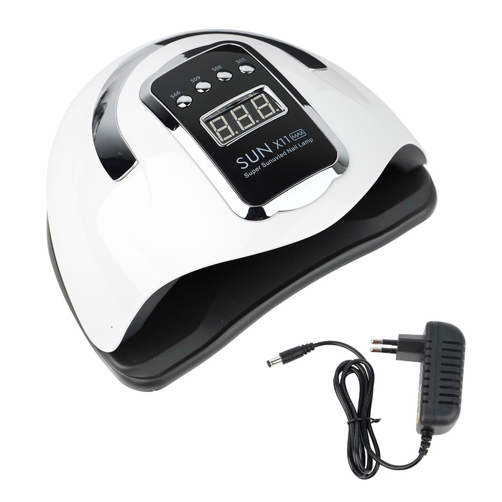 Lampa pentru unghii, JESWO, 280 W, 66 LED-uri UV, Display LCD inteligent , Alb/Negru