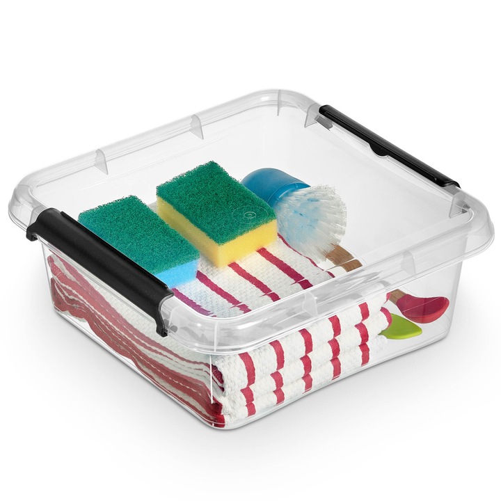 Cutie De Plastic Cu Capac Pentru Depozitare Polipropilena Transparent Patrat 6 L