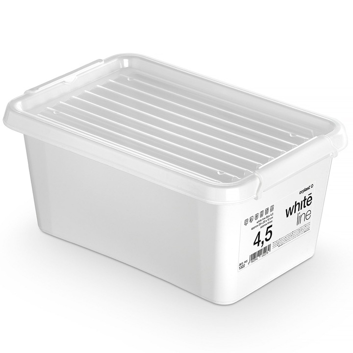 Cutie De Plastic Cu Capac Pentru Depozitare Polipropilena Alb 4.5 L