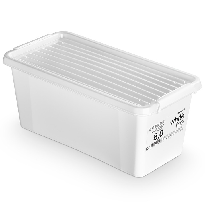 Cutie De Plastic Cu Capac Pentru Depozitare Polipropilena Alb 8 L