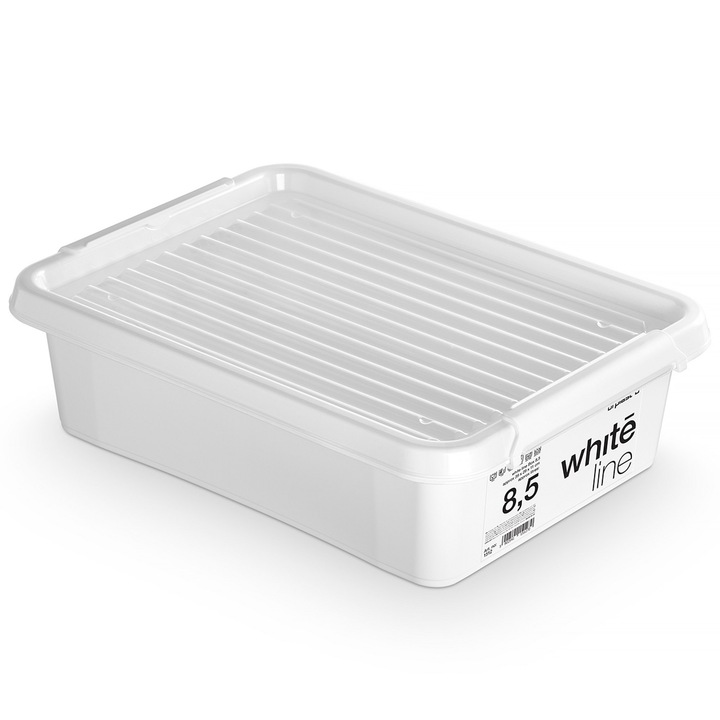 Cutie De Plastic Cu Capac Pentru Depozitare Polipropilena Alb 8.5 L