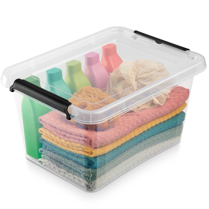Cutie De Plastic Cu Capac Pentru Depozitare Polipropilena Transparent 15.5 L