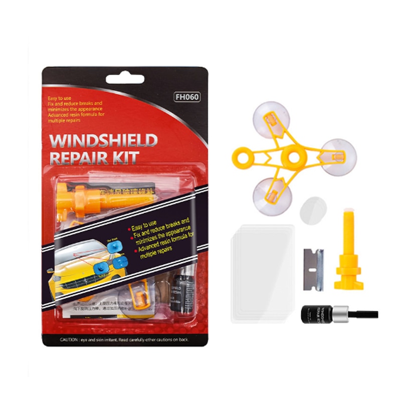 Kit reparatie sticla auto, set profesional pentru repararea fisurilor sau zgarieturilor sticlei, aschii de piatra