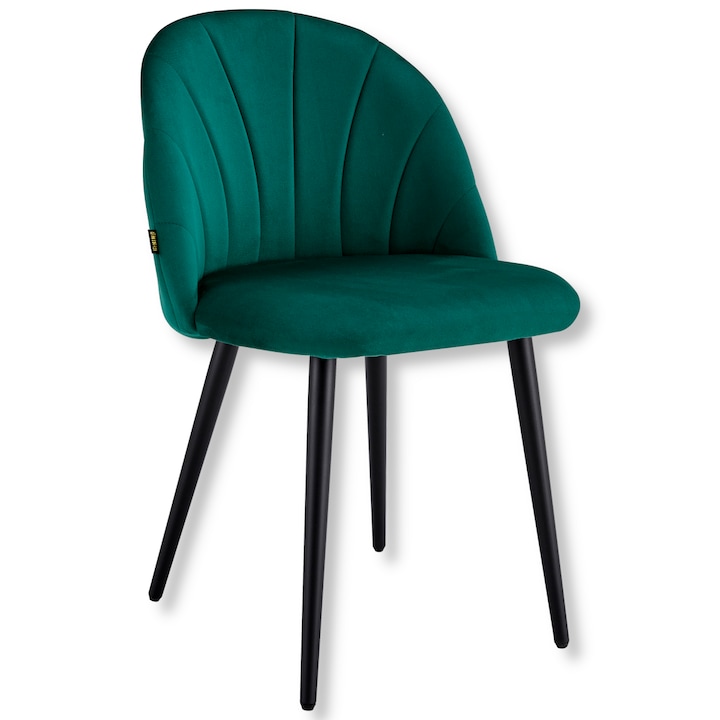 Scaun Tapitat pentru living, Royal, Viking, 78x48x44 cm, Metal/Velur, Verde