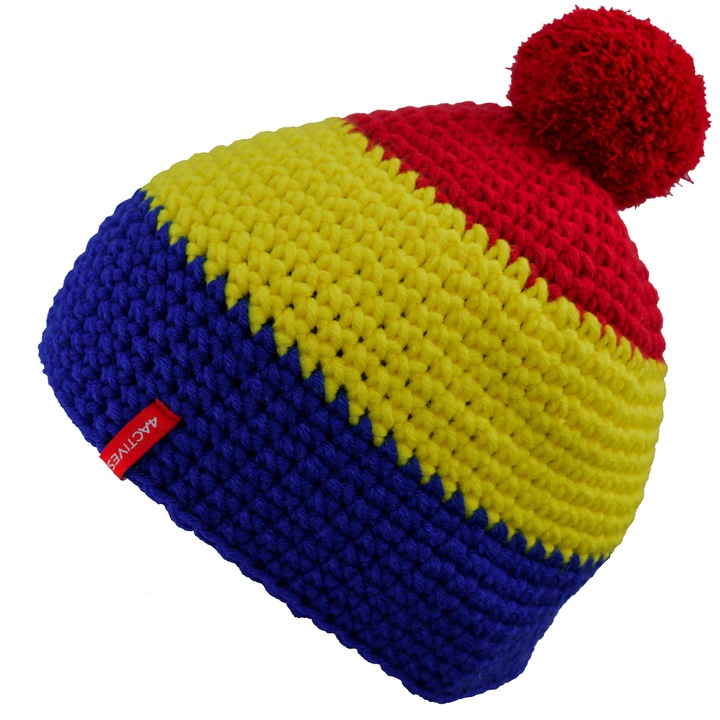 Caciula din lana 50%, acril 50% cu bentita din micropolar, VOYAGER, tricolorul Romaniei