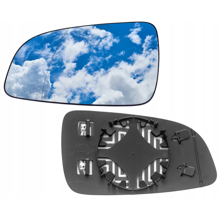 Sticla oglinda, Stanga, Am Opel ASTRA III H 2005-2009, Incalzita, Argintiu/Negru