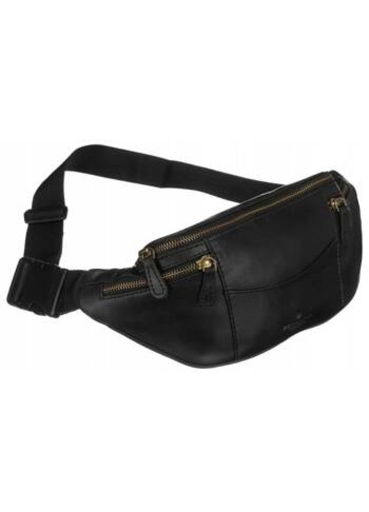 Borseta barbateasca PETERSON, piele naturala, negru, 14x33x7cm