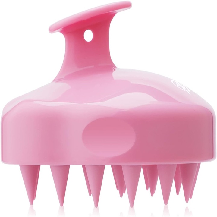 Fejbőr masszázs kefe, manuális, rózsaszín