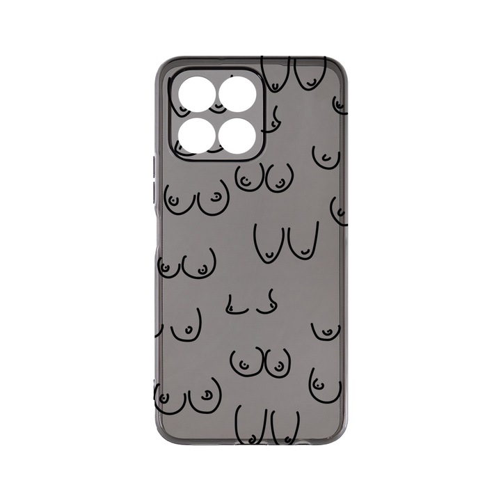 Силиконов калъф BestCase за Honor X6a, Boobs Pattern, Camera Protection, Grafit Silicon 1.5MM, GT 1060
