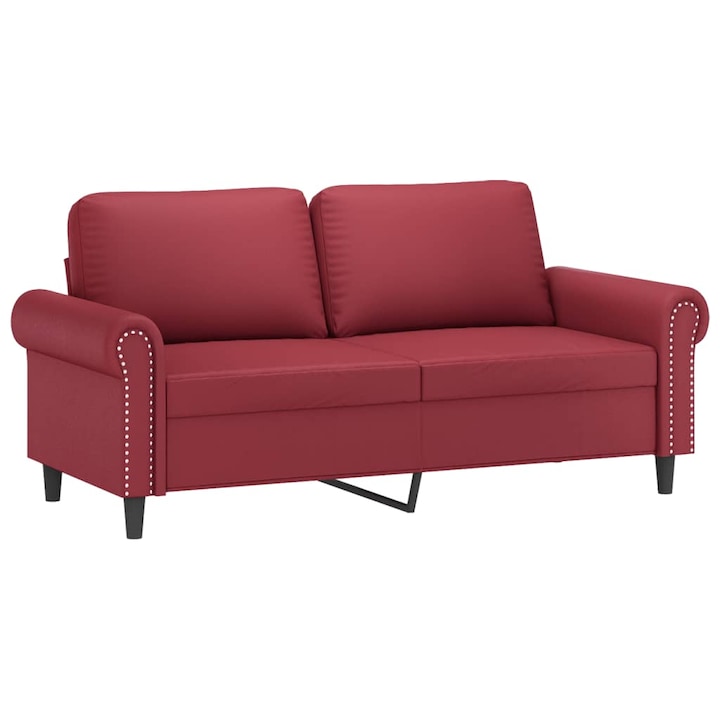 Set canapea cu 2 locuri vidaXL, rosu vin, 140 cm, piele ecologica