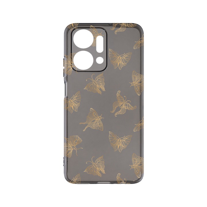 Силиконов калъф BestCase за Honor X7a, Gold Butterfly, Camera Protection, Grafit Silicon 1.5MM, GT 919