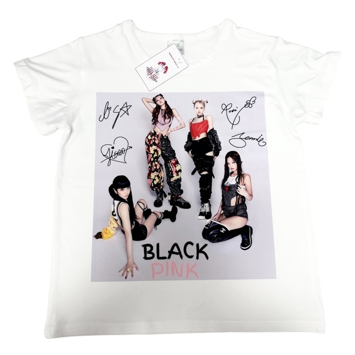 Тениска, blackpink, с щампа pink, бяла, XXL
