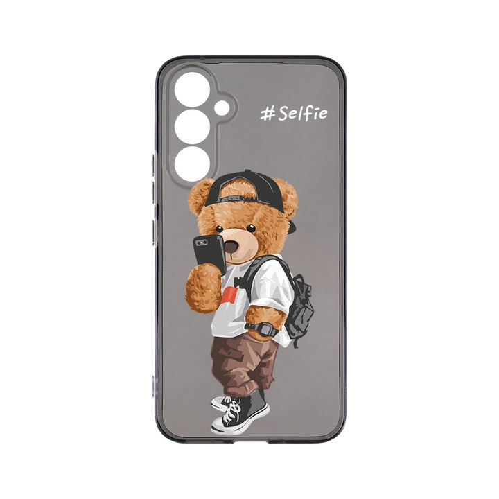 Силиконов калъф BestCase за Samsung Galaxy A34 5G, Selfie Teddy Bear, Camera Protection, Grafit Silicon 1.5MM, GT 925