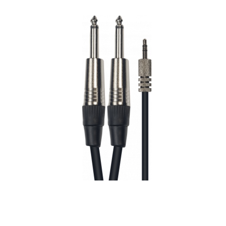 Аудио кабел, Yellow Cable, K07M-3, 2 x 1/4" мъжки моно жак към 3.5 мм стерео жак, 3 метра, Черен