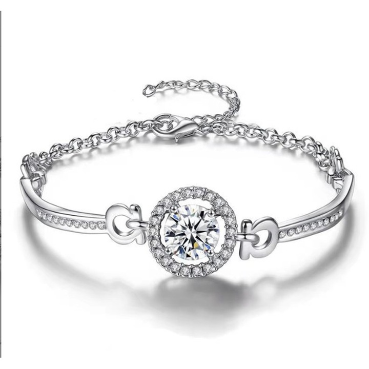 Bratara Zirconiu, argintiu, 25cm