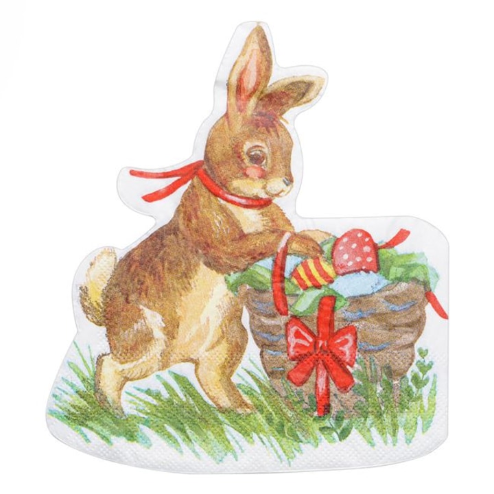 Set servetele de masa albe, forma iepuras, de Paste 33x33cm - 12buc