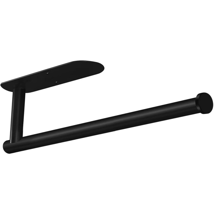 Suport prosoape bucatarie, Otel inoxidabil, Adeziv, Negru