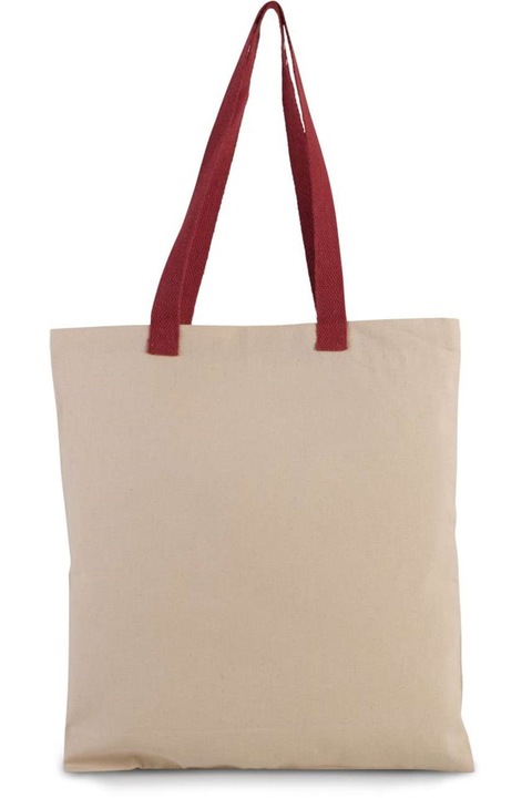 Sacosa clasica pentru cumparaturi Natural, Universal, Cherry red/Natural Beige, 38 x 42 cm