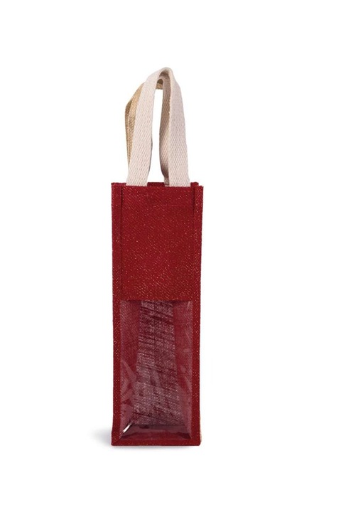 Sacosa pentru sticle de iuta KI0267, Cherry Red, Universal