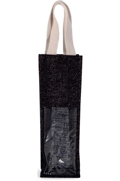 Sacosa pentru sticle de iuta KI0267, Black, Silver, Universal