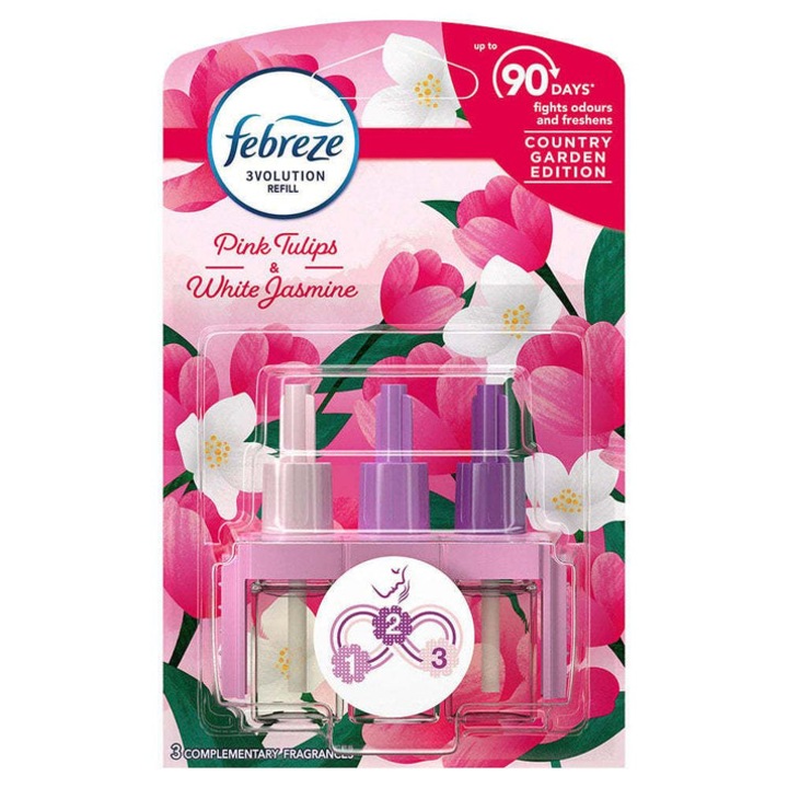 Febreze 3Volution Pink Tulips&White Jasmine légfrissítő utántöltő, 1x20ml