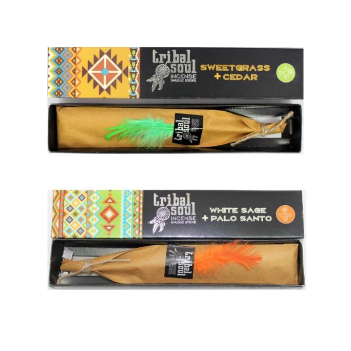 Set mixt betisoare parfumate Tribal Soul, salvie alba si palo santo, iarba dulce si cedru, 15 grame
