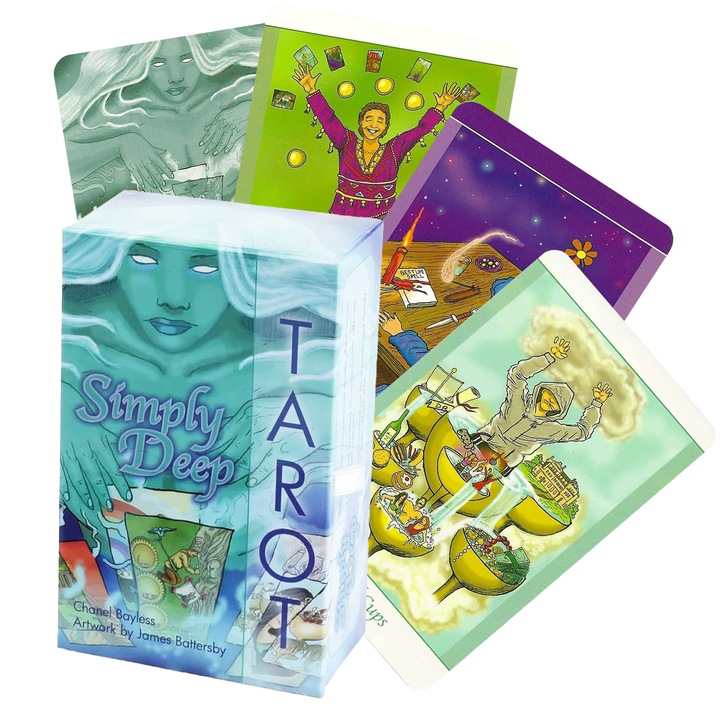 Пакет от 78 карти Таро Simply Deep, Schiffer Publishing, 8.26x13.34cm, ръководство с инструкции, издание 2005 г., многоцветни