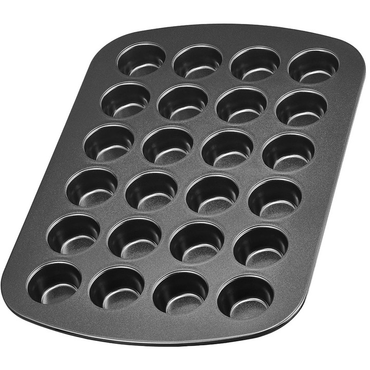 Muffin tepsi, Ronyes, 24 forma, 26 × 35 cm, fekete