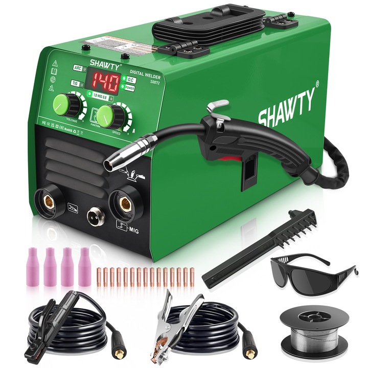 Заваръчен апарат, Shawty, S0072, MIG/TIG/MMA, 220 V, 20-140 A ток, 0.8 - 1.0 mm диаметър на телта