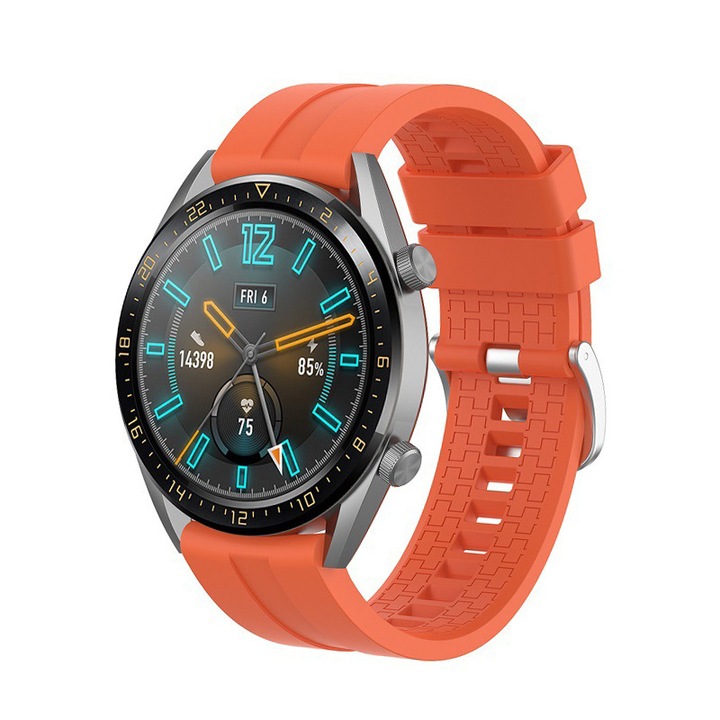 SA&SO General Store силиконова каишка за часовник, съвместима със смарт часовник Huawei Watch GT 2 / 3 PRO, Samsung Galaxy Watch 46 мм или всеки часовник с ширина на каишката 22 мм, оранжев, X26