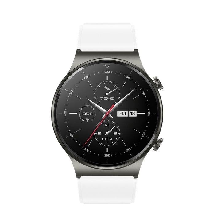 Силиконова каишка за часовник SA&SO General Store®, съвместима със смарт часовник Huawei Watch GT 2 / 3 PRO, Samsung Galaxy Watch 46 mm или всеки часовник с ширина на каишката 22 mm, бял, X27