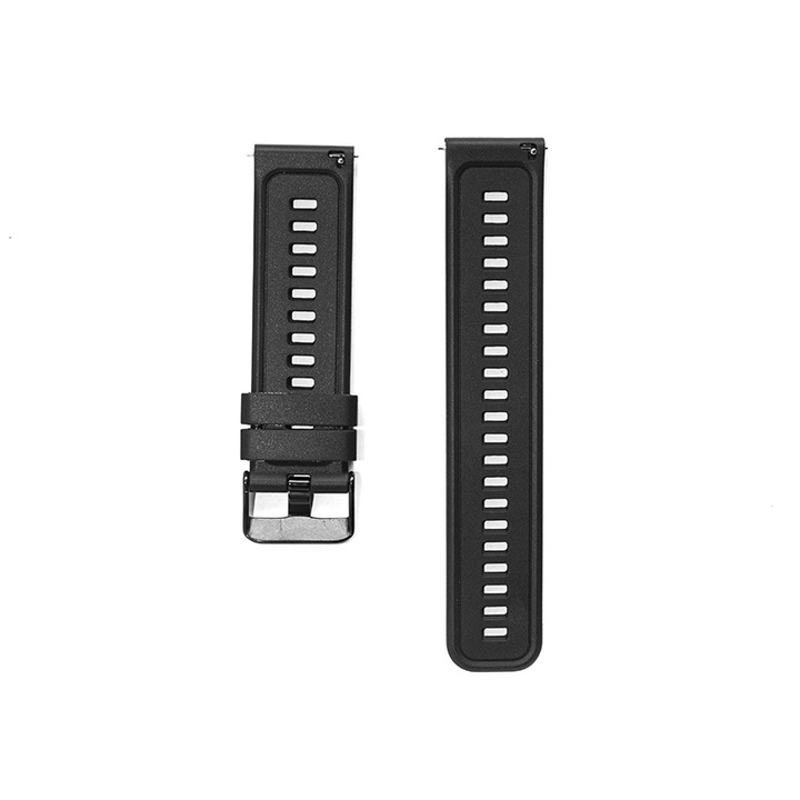 Curea ceas silicon SA&SO General Store®, compatibila cu smartwatch Huawei Watch GT 2 / 3 PRO, Samsung Galaxy Watch 46 mm sau orice ceas cu latime curea 22 mm, Negru, X35
