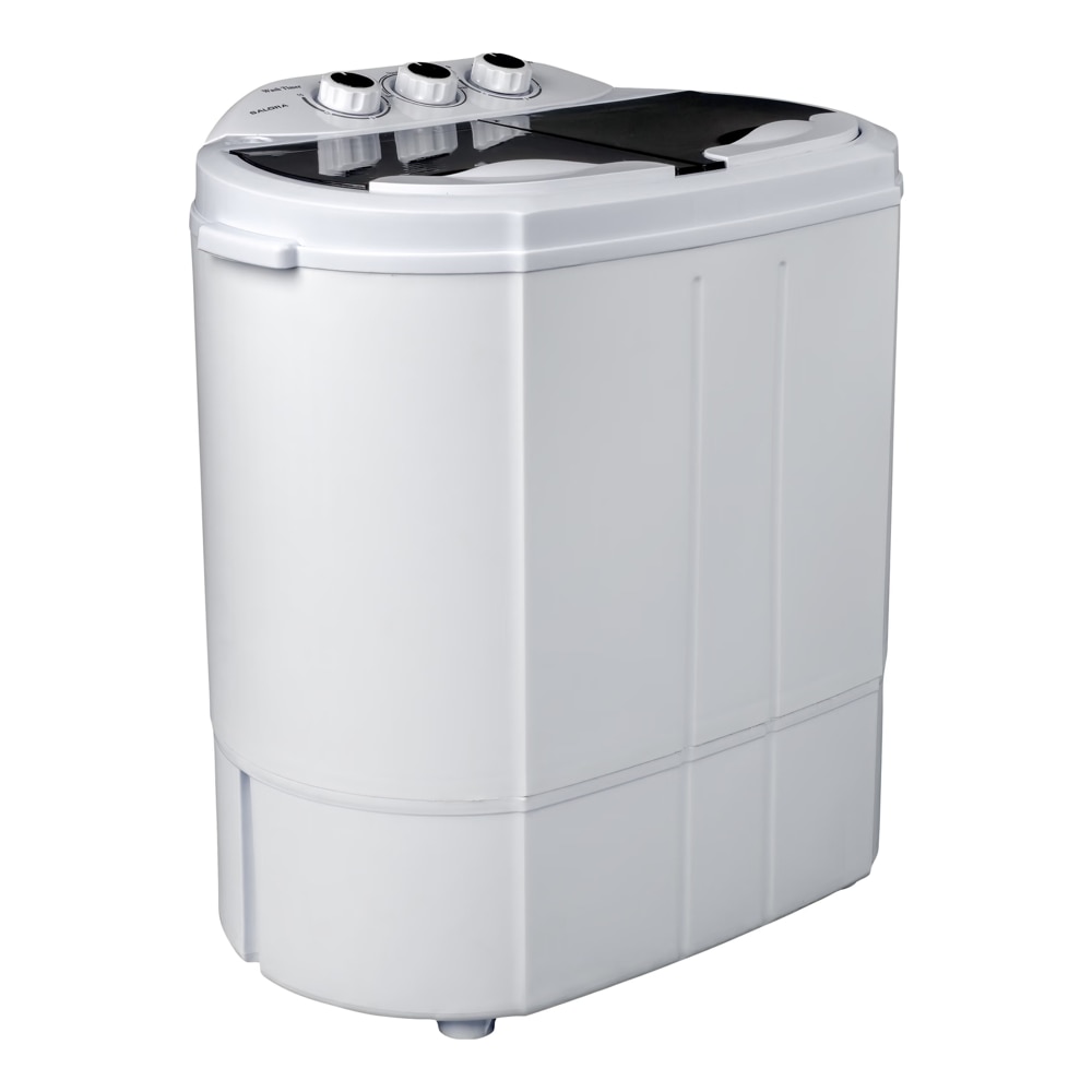Masina de spalat rufe Salora, capacitate 3.6 kg, semiautomata, incarcare verticala, ideala pentru spatii mici/camin/rulota/camping,1300 rpm, consum redus, compacta, usor de utilizat, alb
