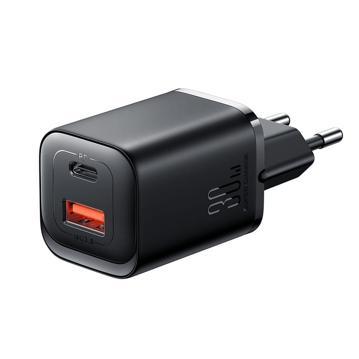 Incarcator retea Joyroom JR-TCF08EU, USB/USB-C, 30W, Negru