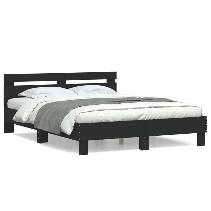 vidaXL fekete szerelt fa ágykeret fejtámlával 140 x 190 cm 16.3 kg 3207435