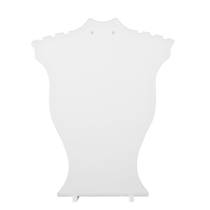 Suport bijuterii pentru coliere si cercei AMRNUGL, plastic, alb, 12 x 10 cm