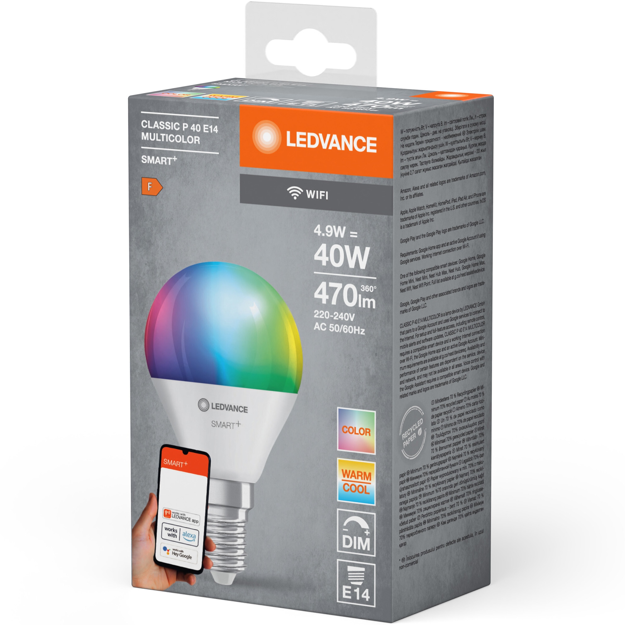 LJUSKÄLLA LEDVANCE LED KLOT MATT E14 4,9W (40W