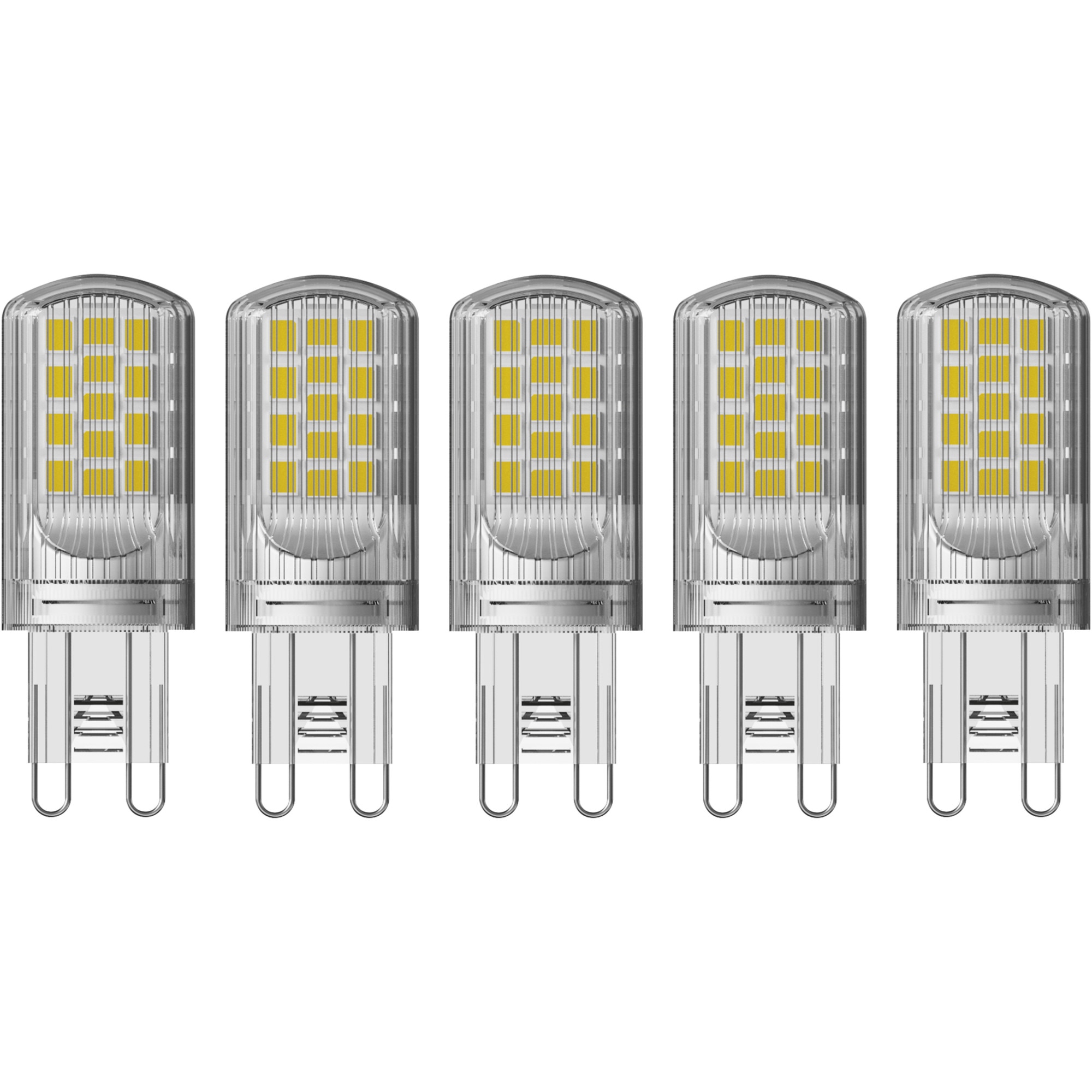 Set 5 becuri LED Osram PIN G9, 4.2W (40W), 470 lm, lumina calda (2700K), clasa energetica E